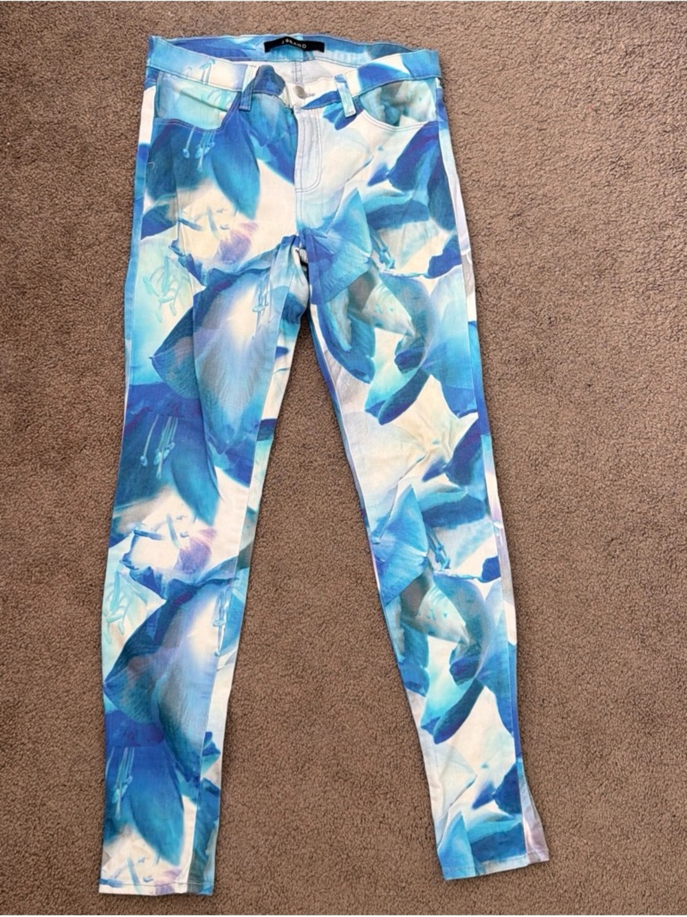J Brand Floral Blue and White Skinny Jeans sz27